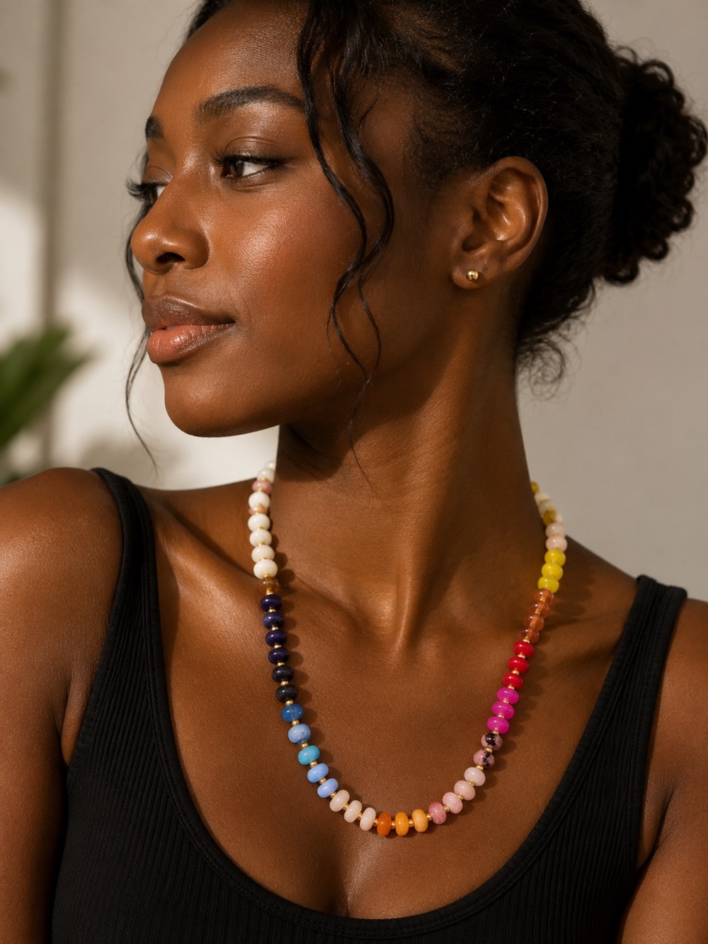 Multicolor Beaded Natural Stones Colorful Boho